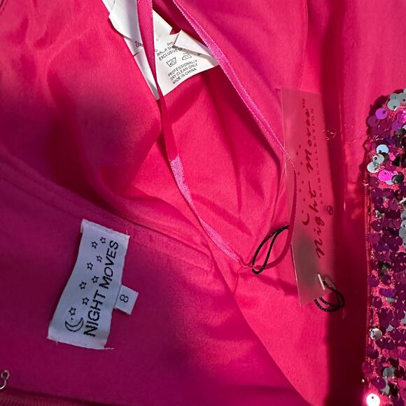 Night Moves Strapless Pink Sequin & Feather Mini Dress – Size 8 – NWT - Picture 3 of 3